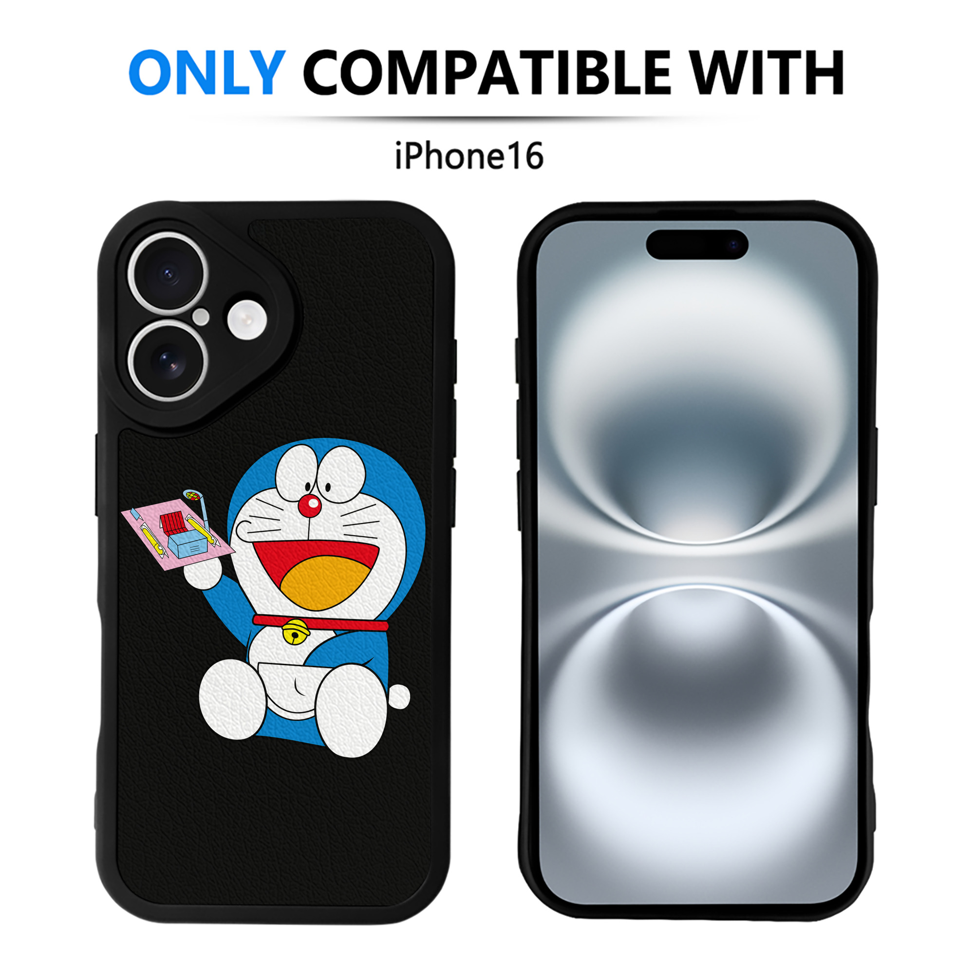 （画像用） ドラえもん Doraemon 【iPhone 16シリーズ対応】シリコンスマホケース（レザー調） 材質：シリコン